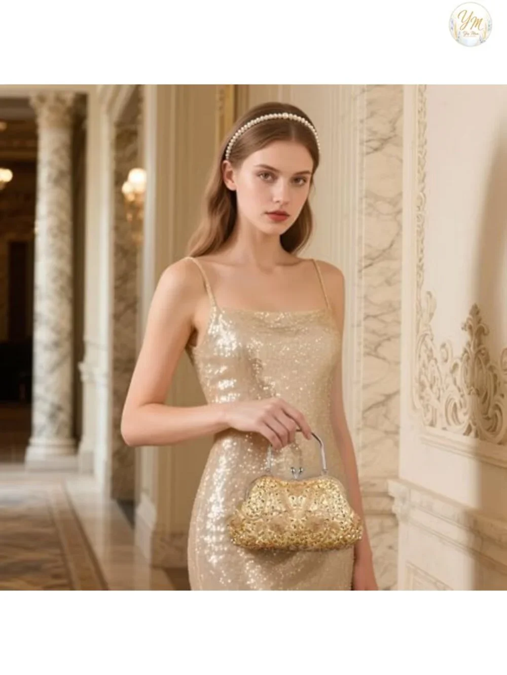 Vintage Beaded Sequin Evening Clutch Purse Formal Bridal Handbag Prom Wedding